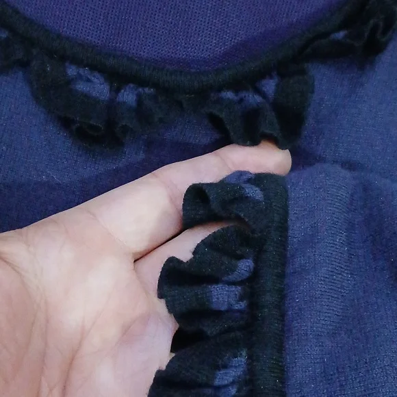 ✨ Temperley London Black & Purple Silk Cashmere Merino Wool Knit Dress Ruffle